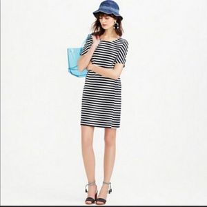 J. Crew Black White Striped Shift Dress Back Zipper.